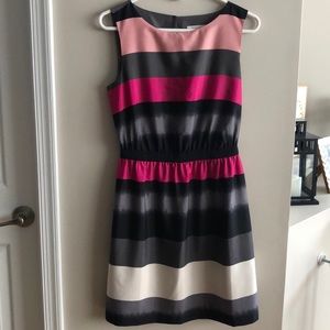 LOFT Pink & Gray Striped Dress